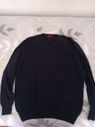 Maglione Kappa Uomo L Blu Navy Lambswool Bologna