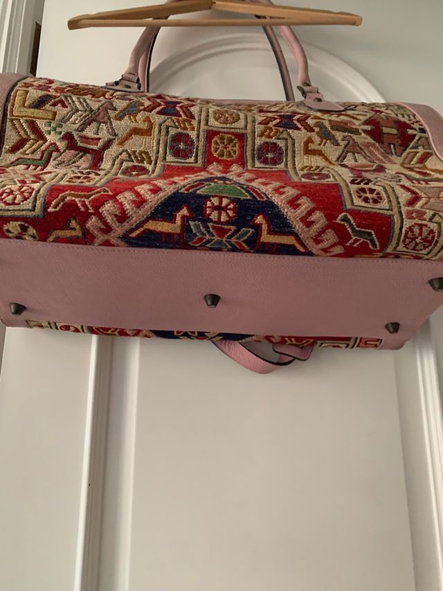 Bolso viaje vintage kilim y piel turco
