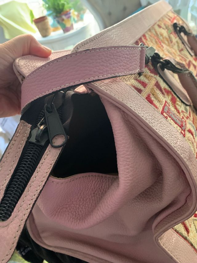 Bolso viaje vintage kilim y piel turco