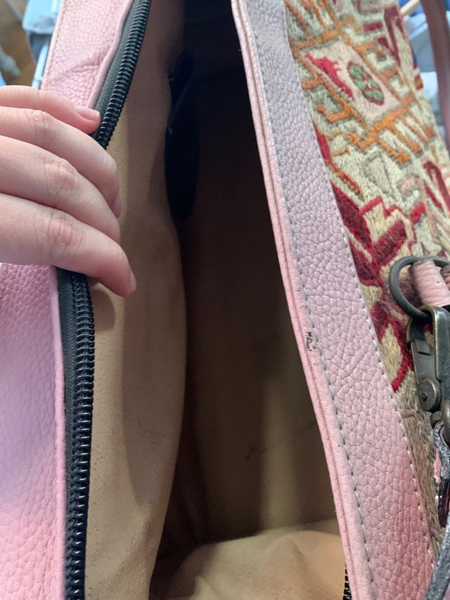 Bolso viaje vintage kilim y piel turco