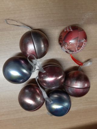 7 palline in metallo x albero di Natale