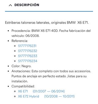 Estriberas Originales  X6 E71