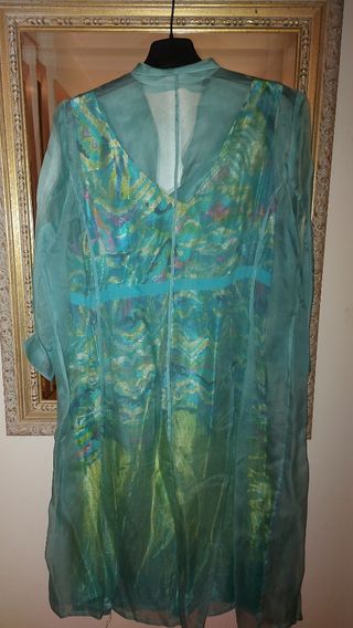 Vestido Premamá Seda y abrigo oganza