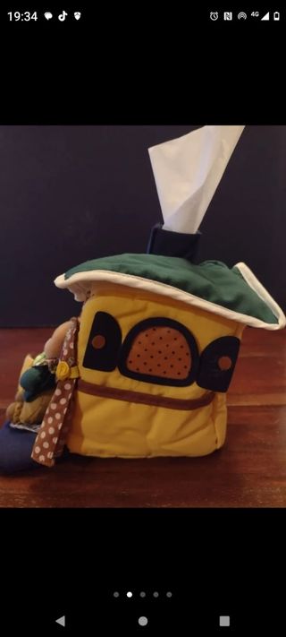 FUNDA CAJA DE KLEENEX CUADRADA DE TELA VINTAGE.