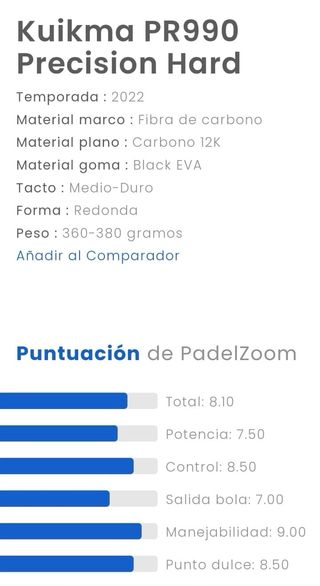 Pala padel kuikma 990 precision hard