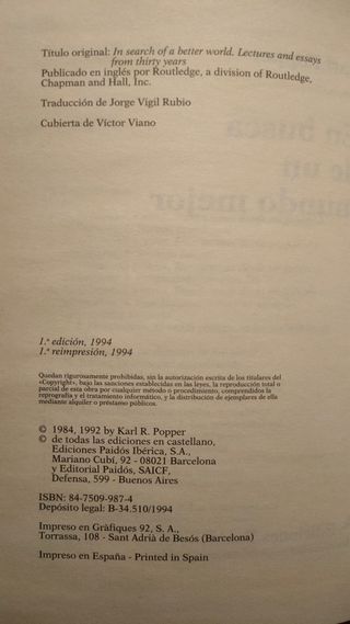 En busca de un mundo mejor - Karl Popper