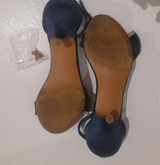 Sandalias de tela color azul tacón chupete
