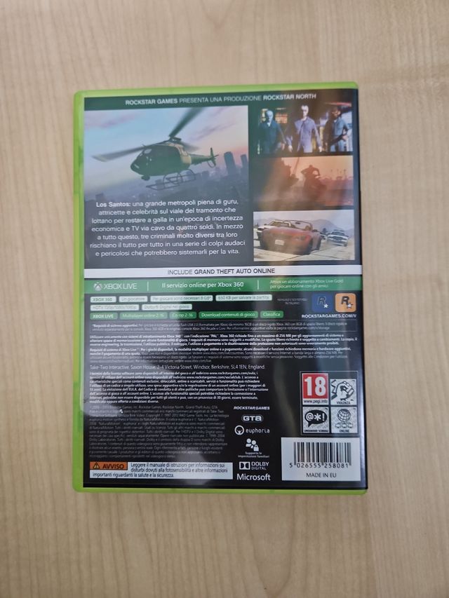 Grand theft auto V xbox 360.Piu' un bel regalino.