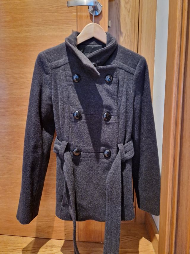 Abrigo mujer lana gris Zara talla XS