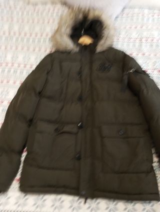 Parka siksilk verde militar talla XL como nueva