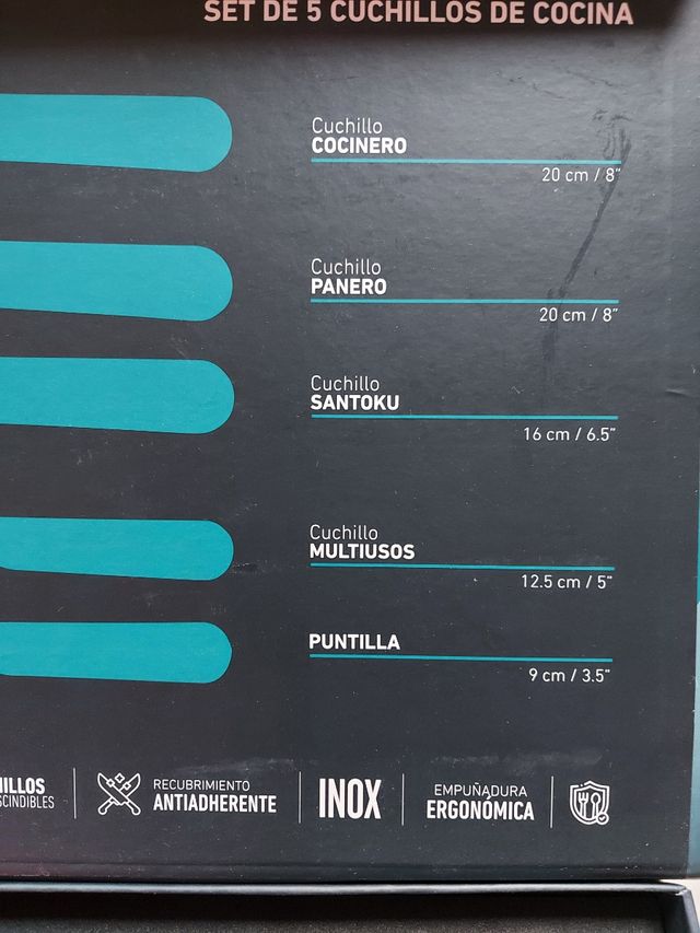 Set 5 cuchillos cocina jata