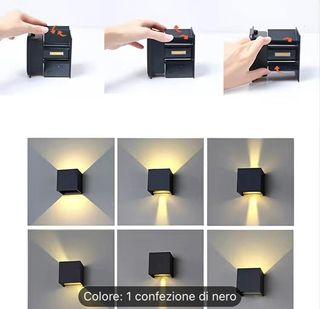 Applique cubo nero moderno per interno o esterni