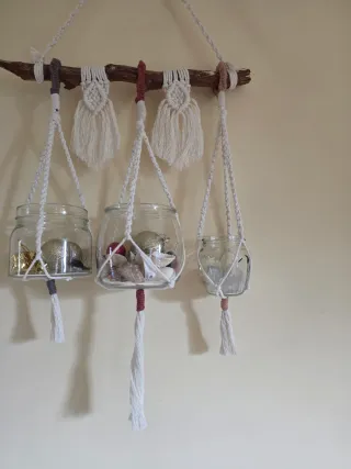 Macrame fioriera tapiz mini Decoracion pared hogar