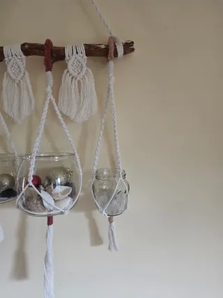 Macrame fioriera tapiz mini Decoracion pared hogar