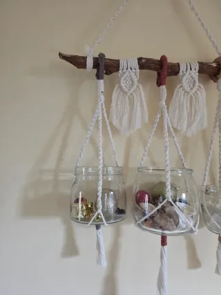 Macrame fioriera tapiz mini Decoracion pared hogar