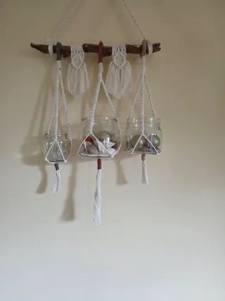 Macrame fioriera tapiz mini Decoracion pared hogar