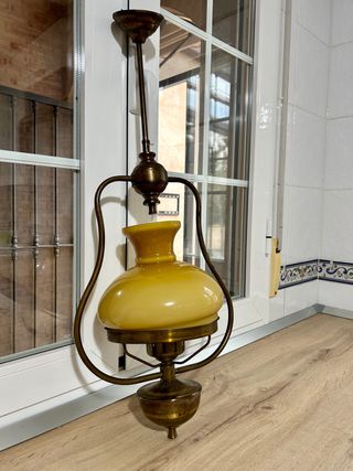 Lámpara de techo Quinqué Bronce años 60 70 