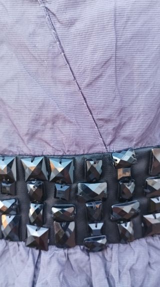 Vestido fiesta G de tafetán y  pedrería