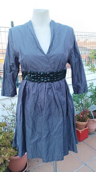 Vestido fiesta G de tafetán y  pedrería