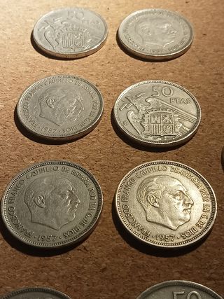 Lote monedas de 50 pesetas año 1957