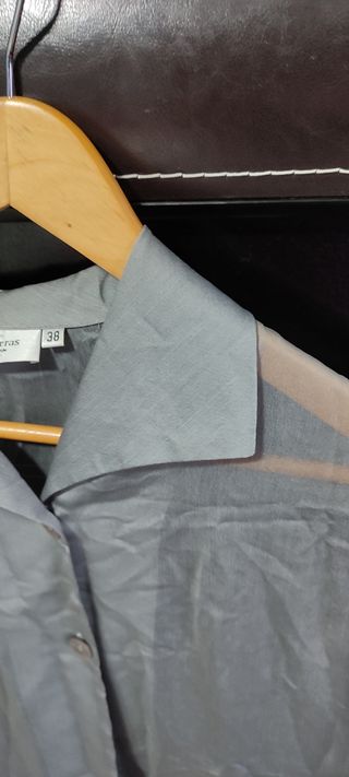 Blusa nudo y 2 botones gris transparente T38 