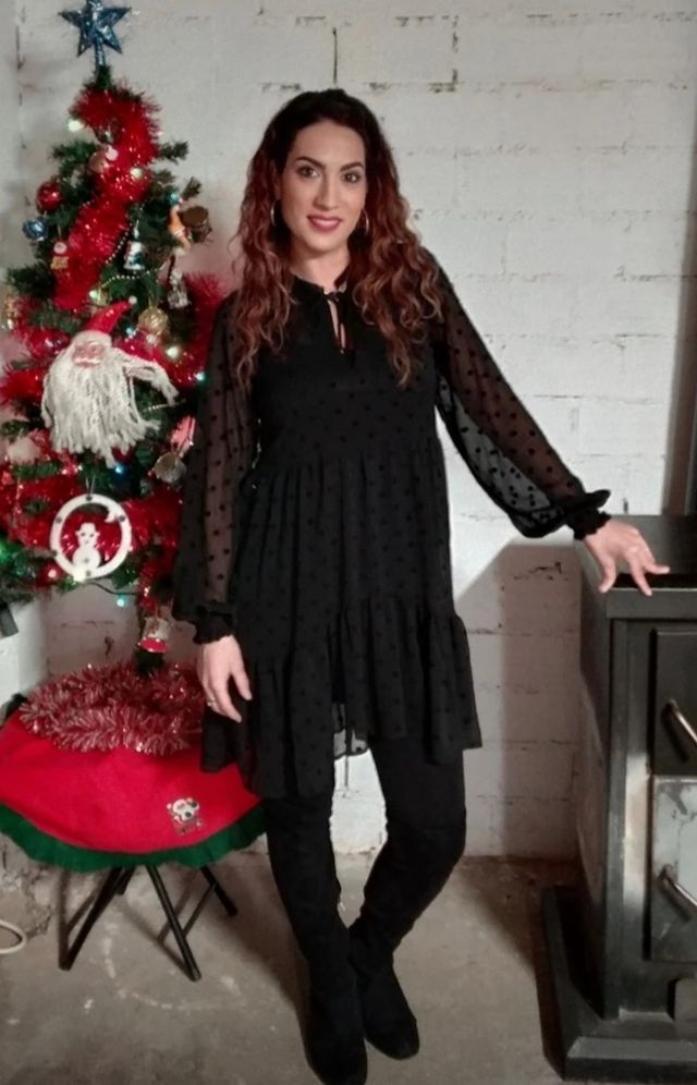 Vestido negro manga larga