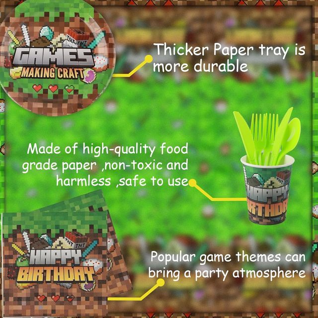 OFERTA Vajilla Minecraft Tema Party NUEVO SIN USAR