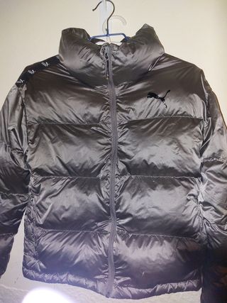 Chaqueta abrigo plumas puma gris metalizado