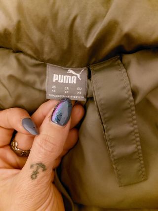 Chaqueta abrigo plumas puma gris metalizado