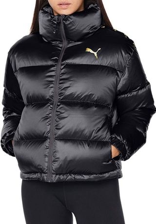 Chaqueta abrigo plumas puma gris metalizado