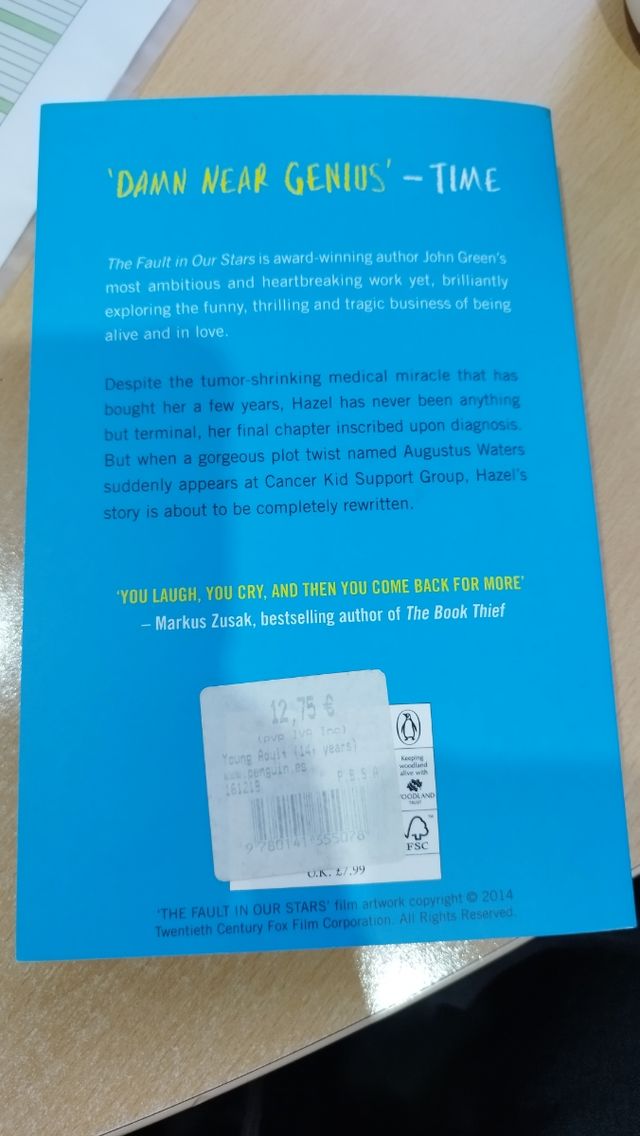 Libro "The Fault in our Stars" NUEVO