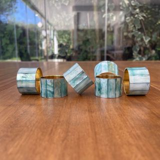 10 servilleteros individuales dorados nácar