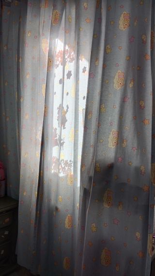 cortinas niños azul con dibujos