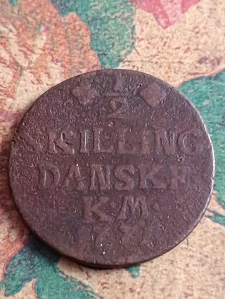 Dinamarca medio shilling 1771 moneda