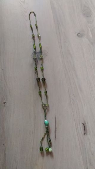 Collar étnico Vintage Largo Verde Perlas Collar