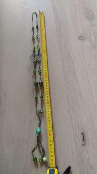 Collar étnico Vintage Largo Verde Perlas Collar