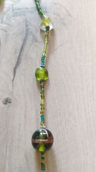 Collar étnico Vintage Largo Verde Perlas Collar