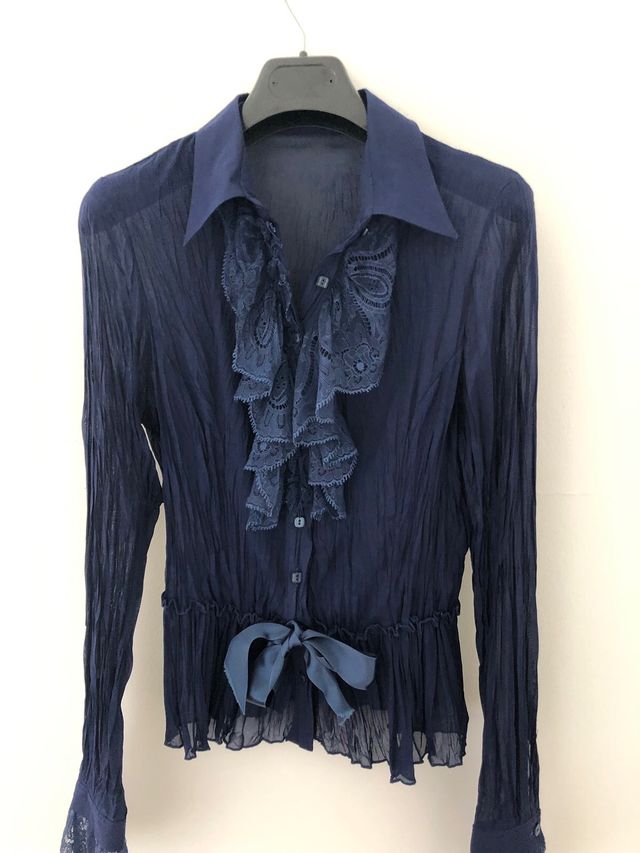 camisa gasa azrul marino