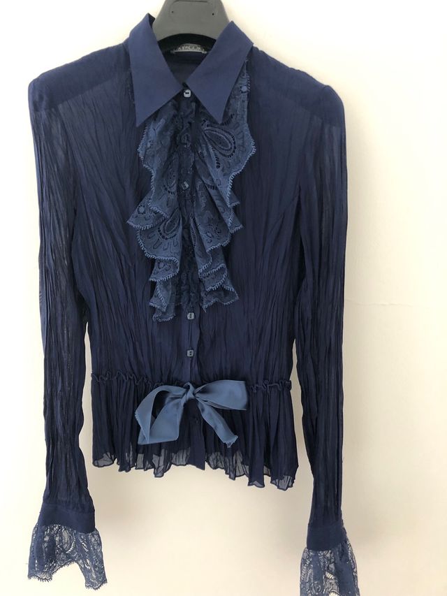 camisa gasa azrul marino