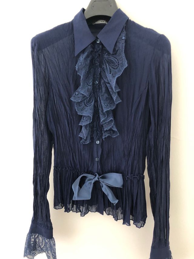 camisa gasa azrul marino