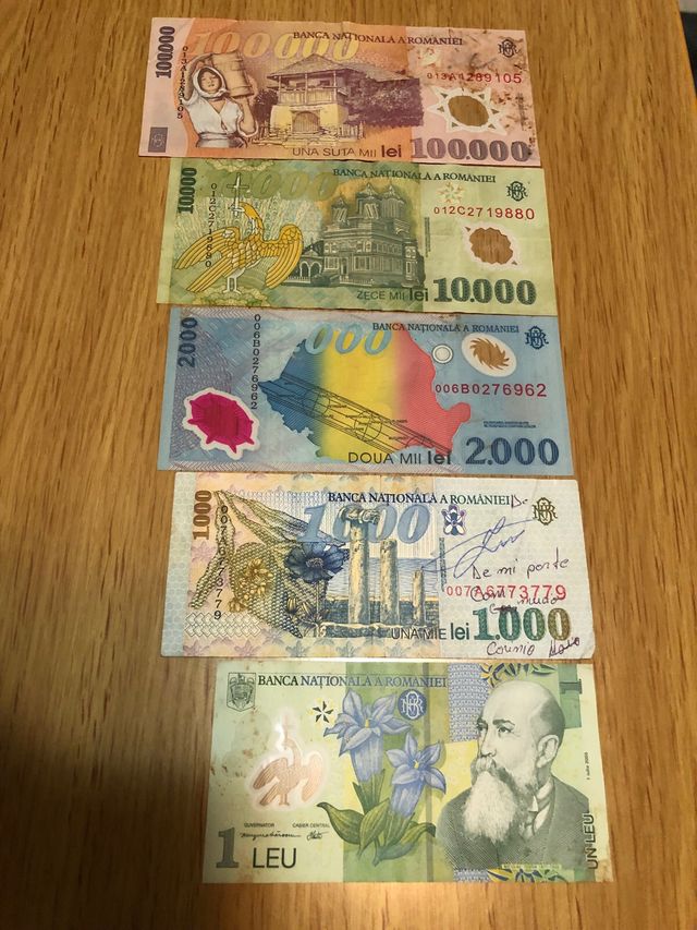 5 Billetes de Rumania