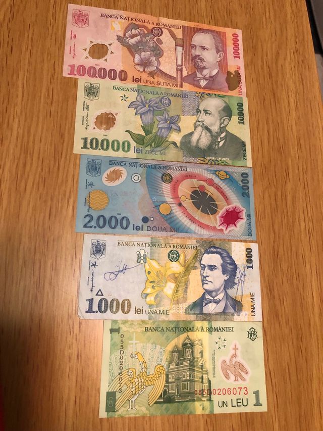 5 Billetes de Rumania
