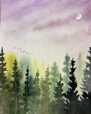 Pintura Acuarela original bosque