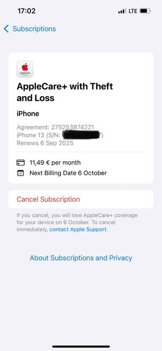 Iphone 13 256GB con Apple Care +