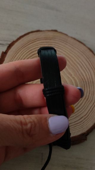 Pulsera hombre cuero negro 4 capas 