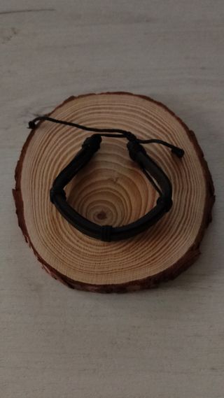 Pulsera hombre cuero negro 4 capas 