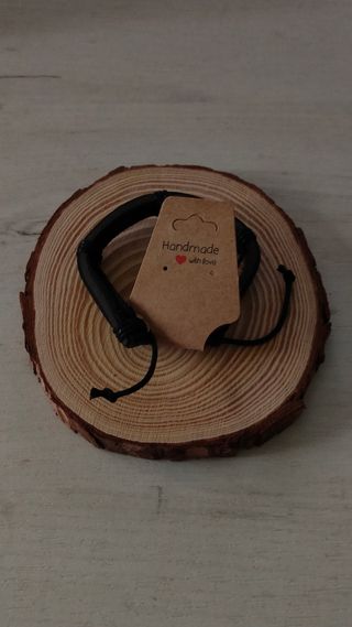 Pulsera hombre cuero negro 4 capas 