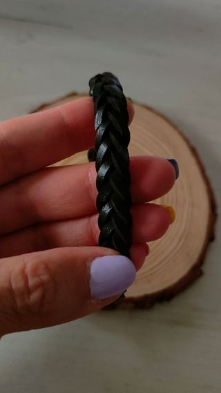 Pulsera hombre cuero negro trenzada 