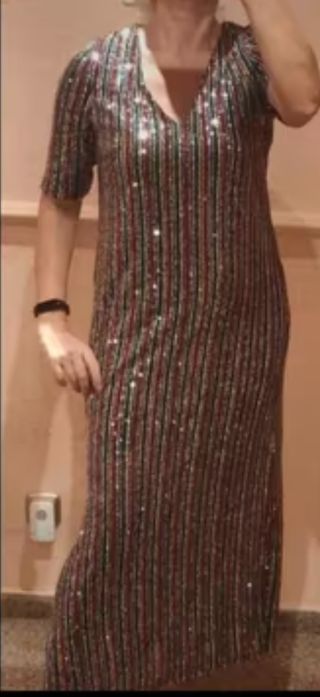 Caftan multicolor lentejuelas fiesta S