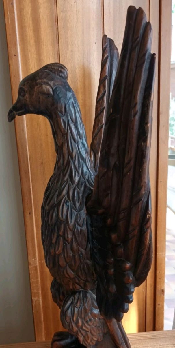 FIGURA FAISÁN DE MADERA TALLADA.